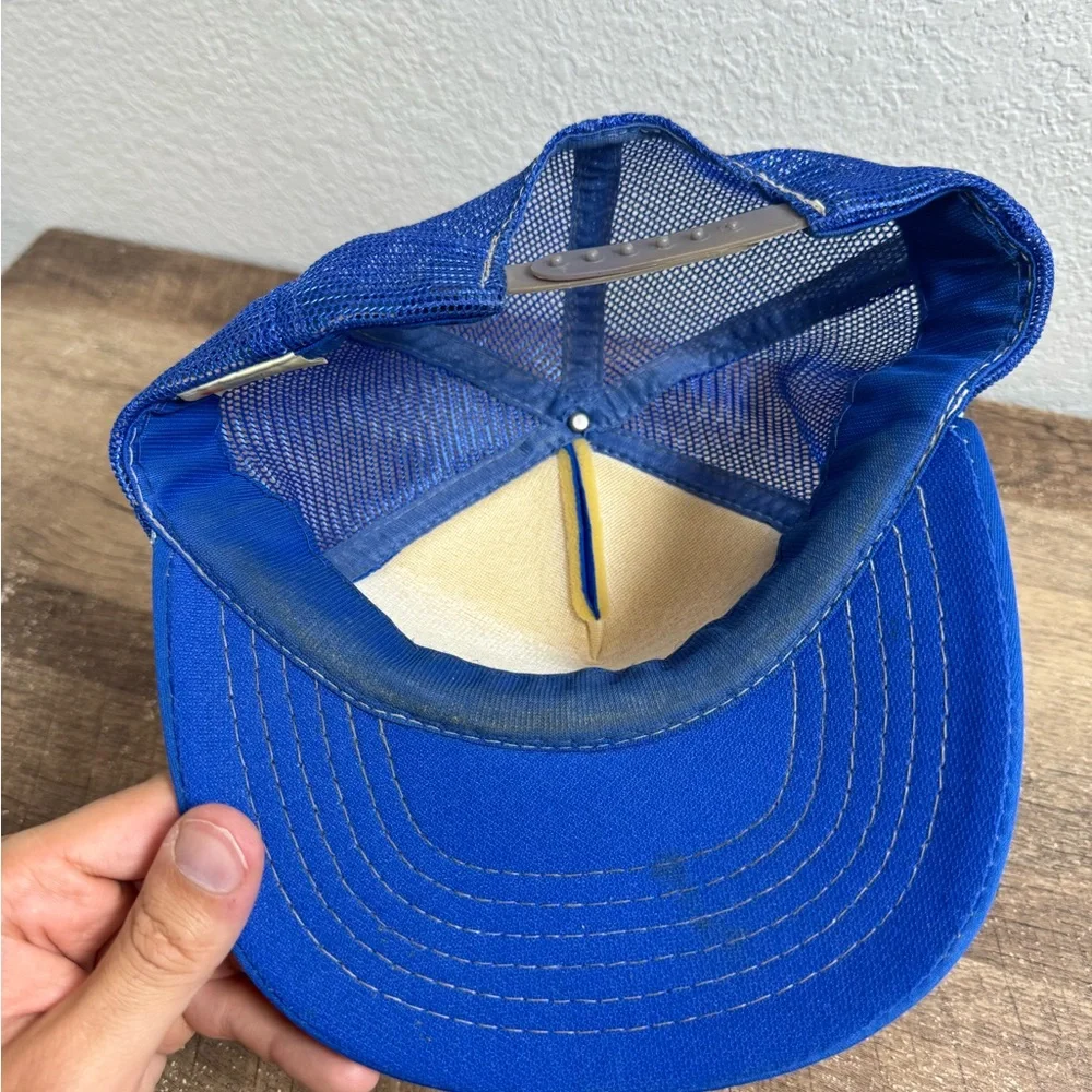 Vintage 80’s Los Angeles Rams Bright Blue‎ Trucker Mesh Snapback Hat Cap